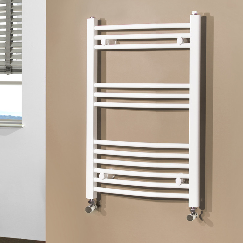 Beta Heat 760 x 500mm Curved White Heated Towel Rail