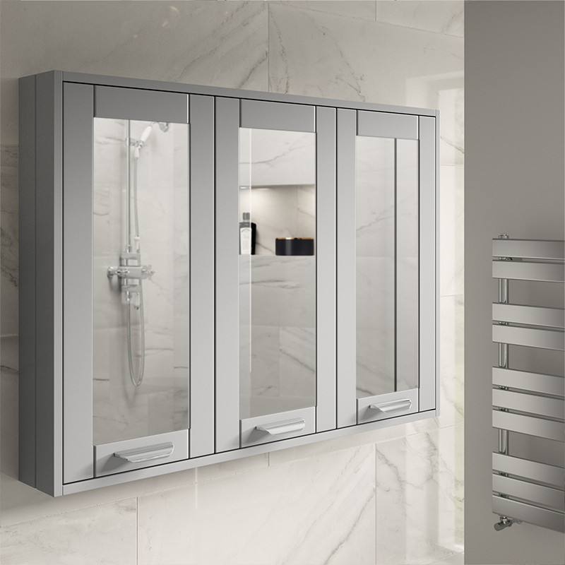 Nottingham Grey 90cm 3 Door Mirror Cabinet
