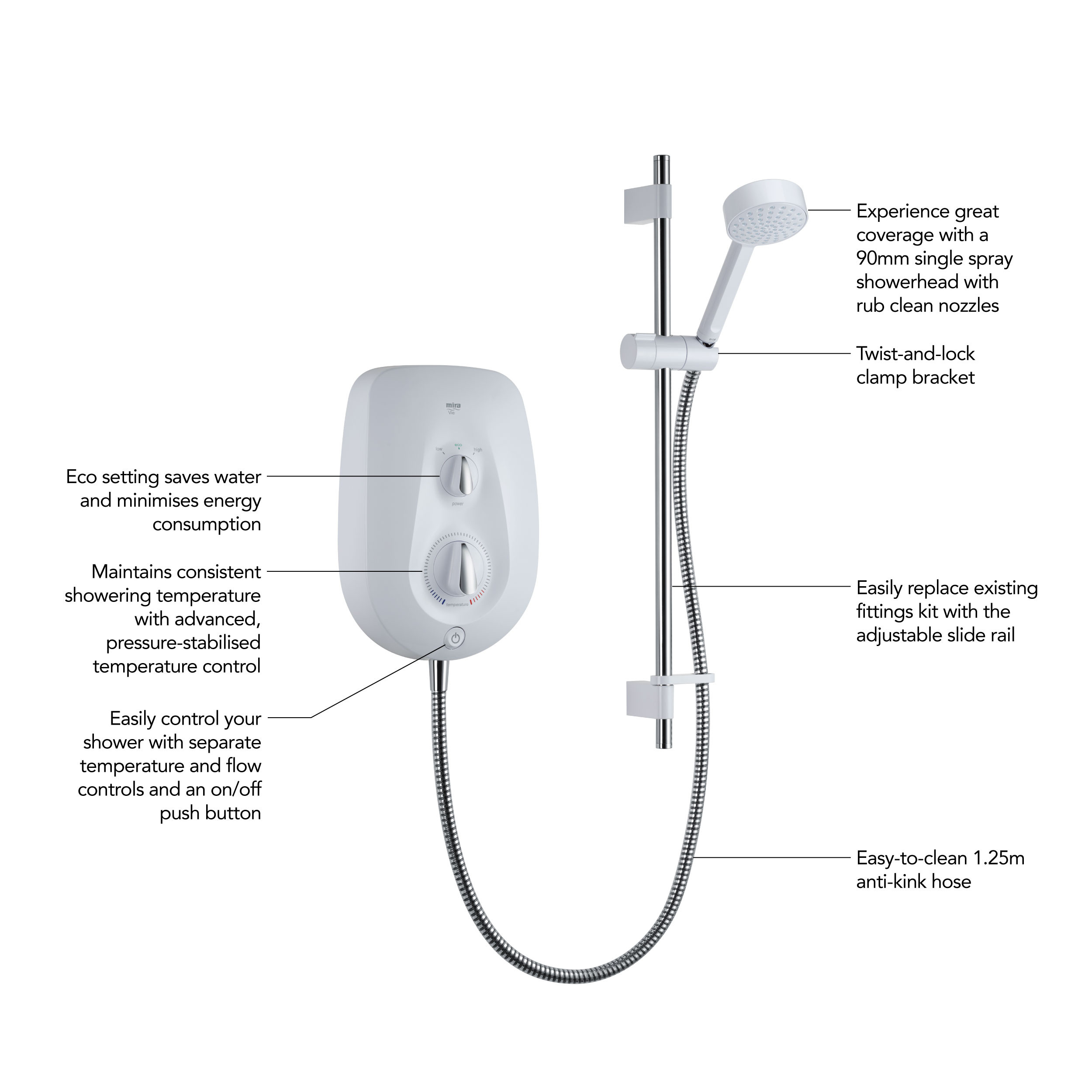 Mira Vie Chrome 9.5 kW Electric Shower
