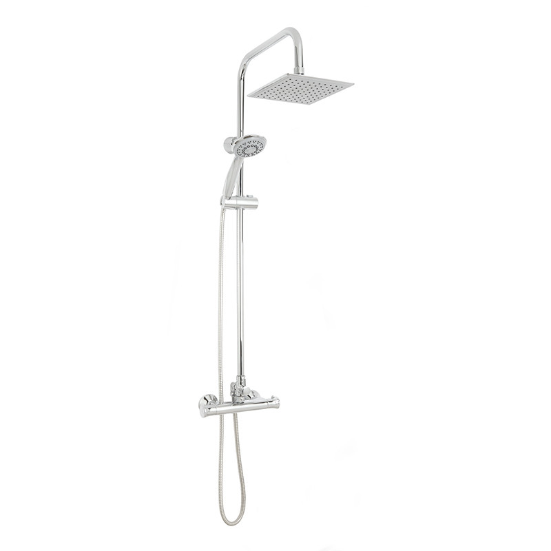 Rina Square Riser Slide Shower Rail Kit with Larkin Valve