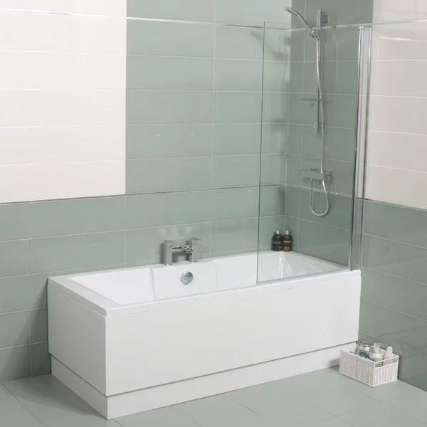 Tabor™ 1700 x 750 Straight Shower Bath with 6mm Hinged Screen