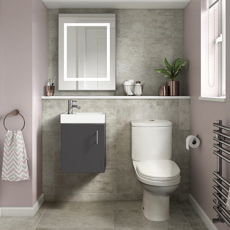 Ashford Cloakroom Grey 400 Wall Hung Vanity Unit With