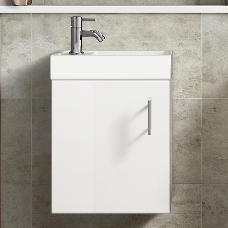 Ashford Cloakroom White 400 Wall Hung Vanity Unit with Premier Freya