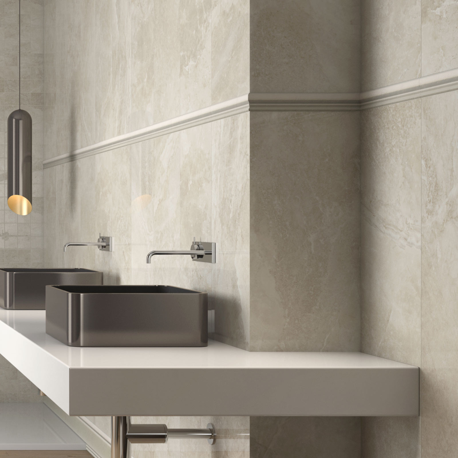 Large Format Arezzo Crema Polished Porcelain Rectified Wall Tile