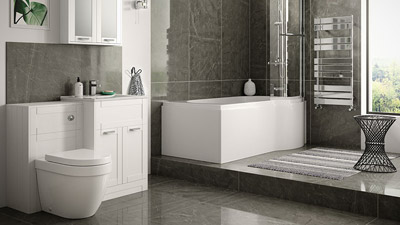 Complete Shower Bath Bathroom Suite Packages Nottingham White Right Hand P Shaped Shower Bath Complete Suite